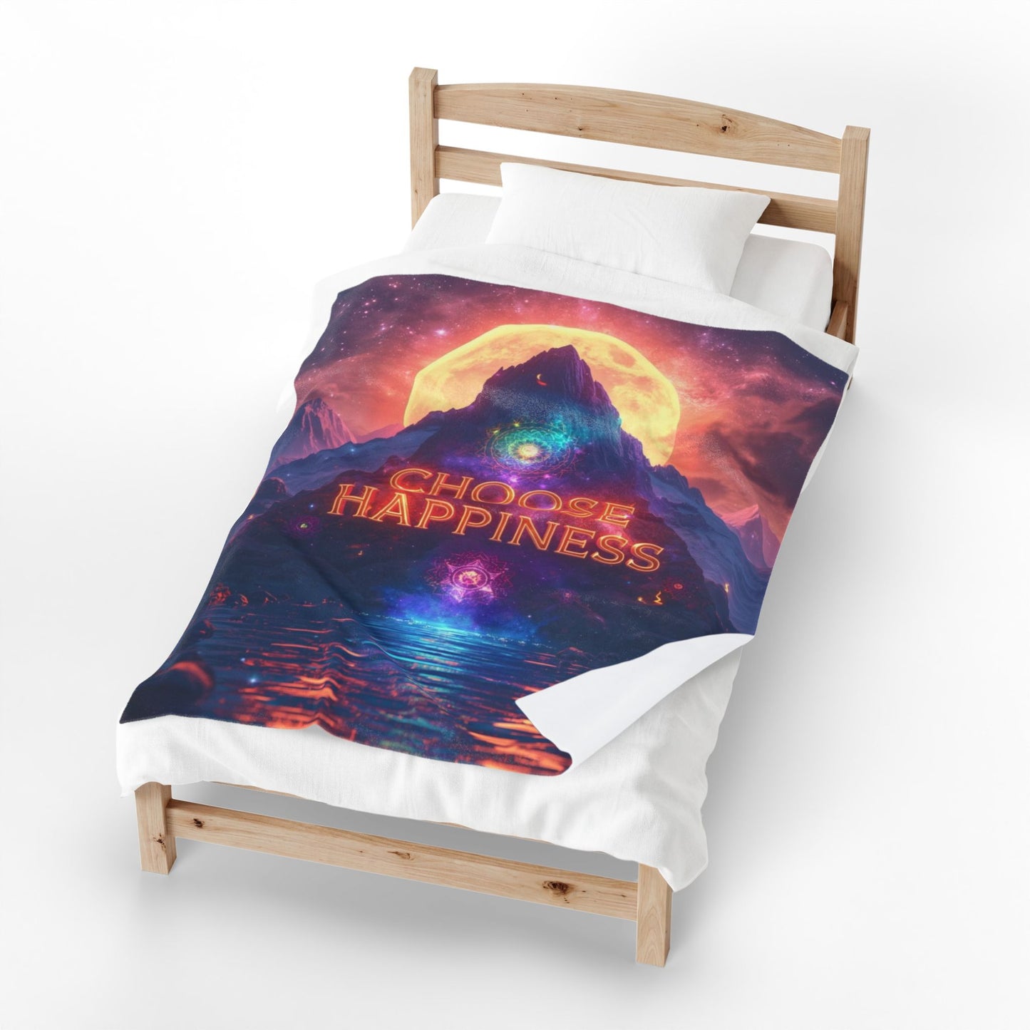Choose Happiness Velveteen Plush Blanket Throw