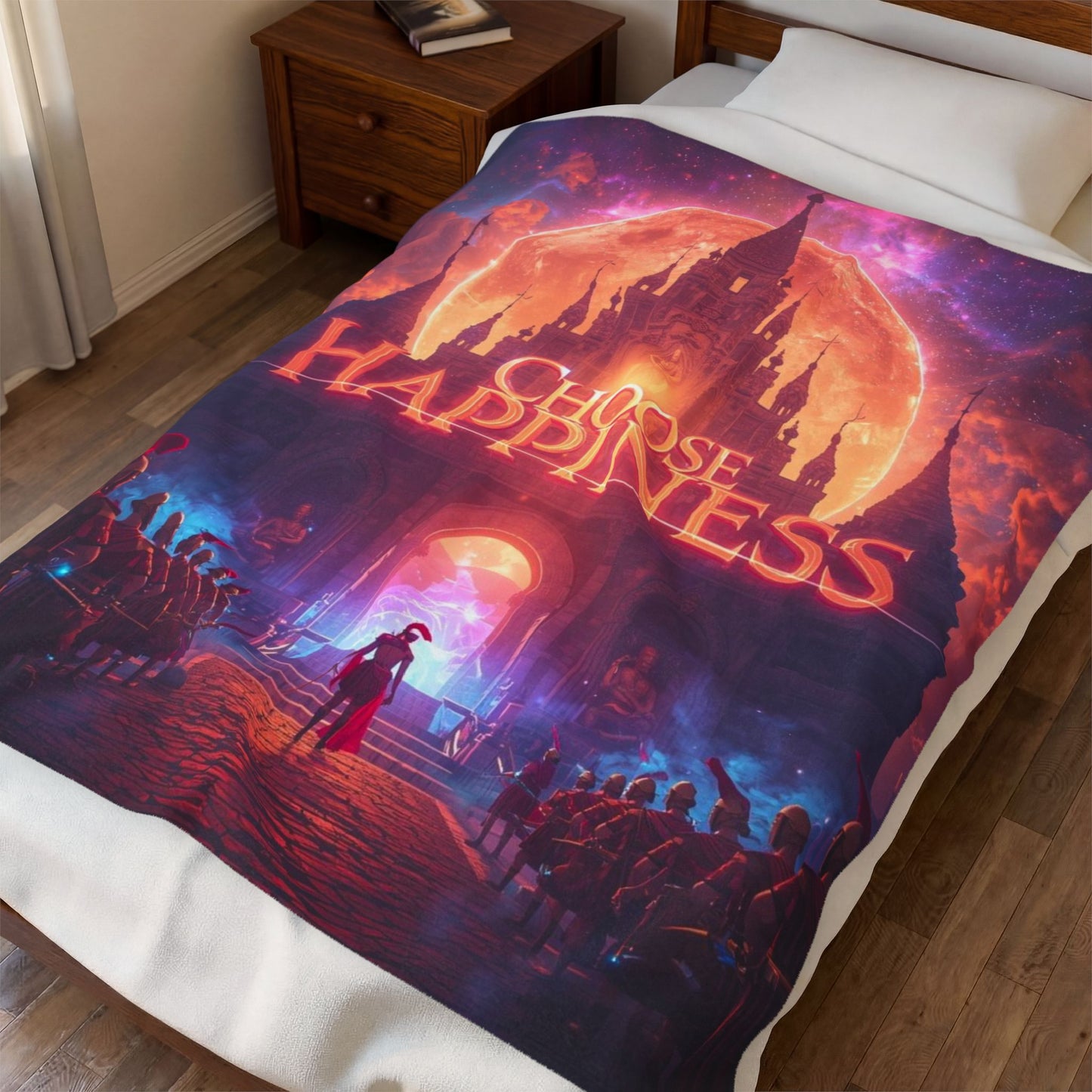 Choose Happiness Velveteen Plush Blanket Throw
