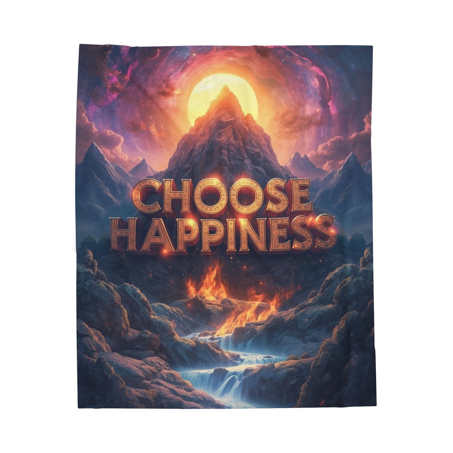 Choose Happiness Velveteen Plush Blanket Cozy Throw