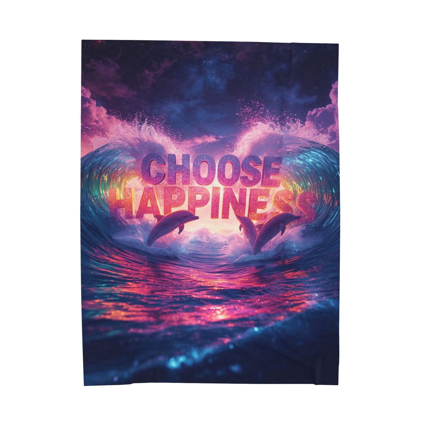 Velveteen Plush Blanket  Choose Happiness Throw