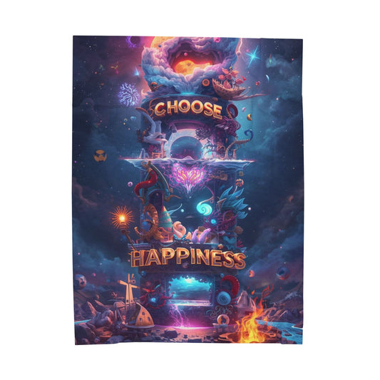 Choose Happiness Velveteen Plush Blanket