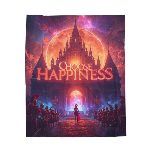 Choose Happiness Velveteen Plush Blanket Throw