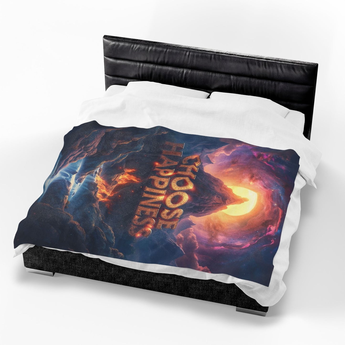 Choose Happiness Velveteen Plush Blanket Cozy Throw