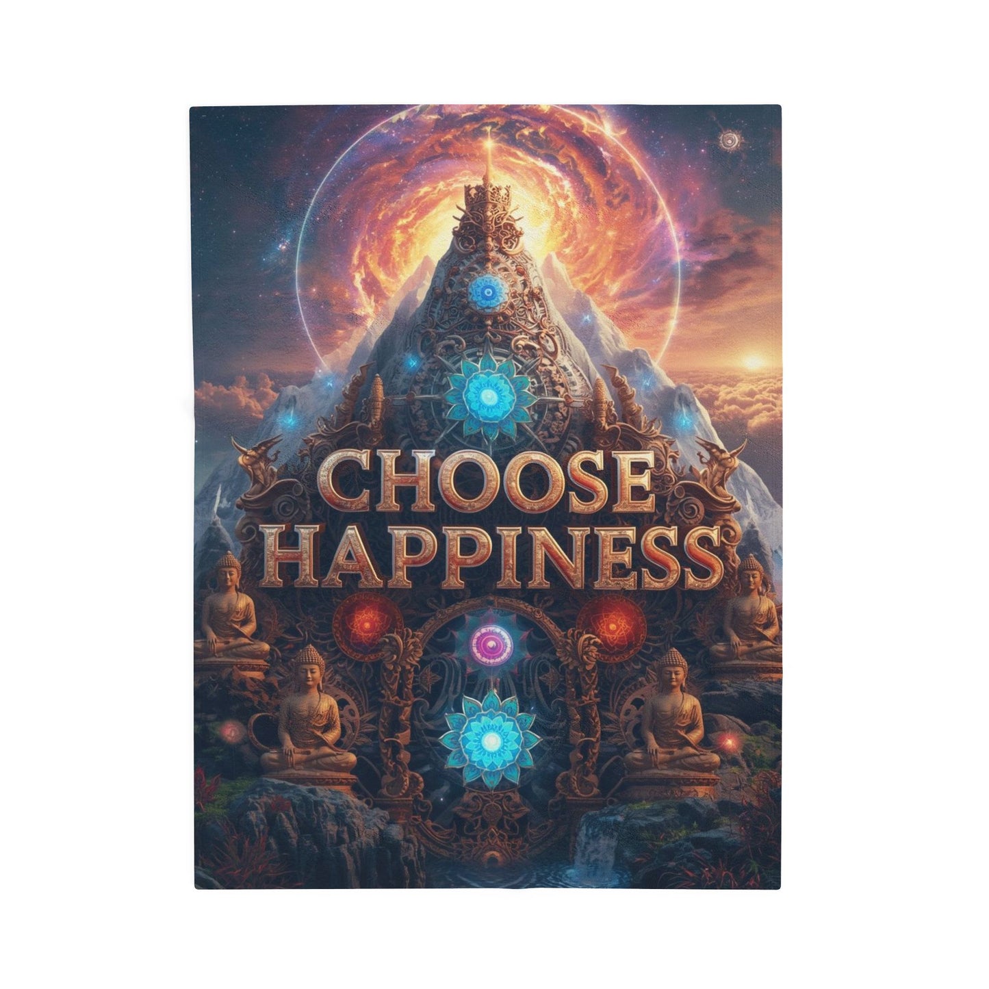 Choose Happiness Velveteen Plush Blanket