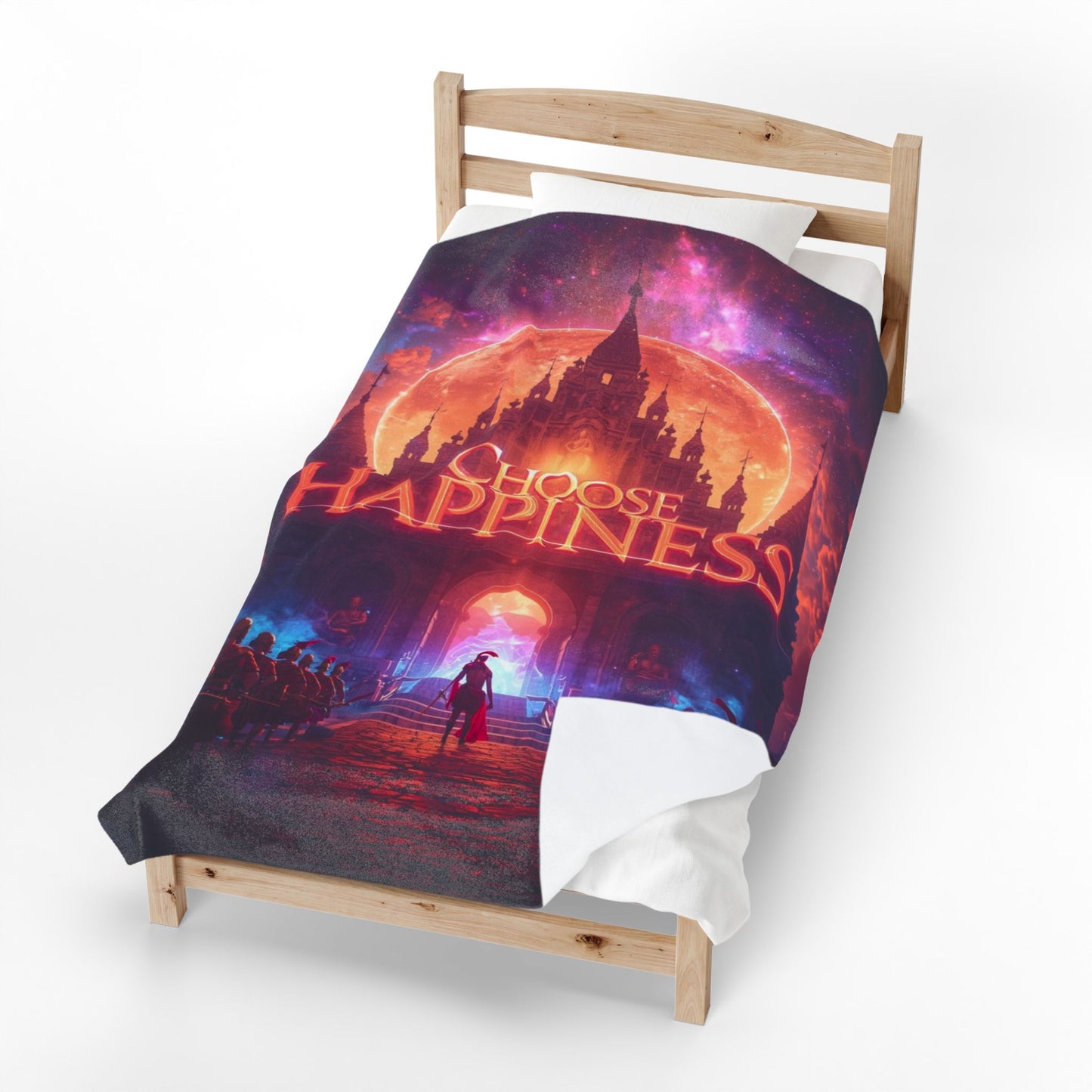 Choose Happiness Velveteen Plush Blanket Throw