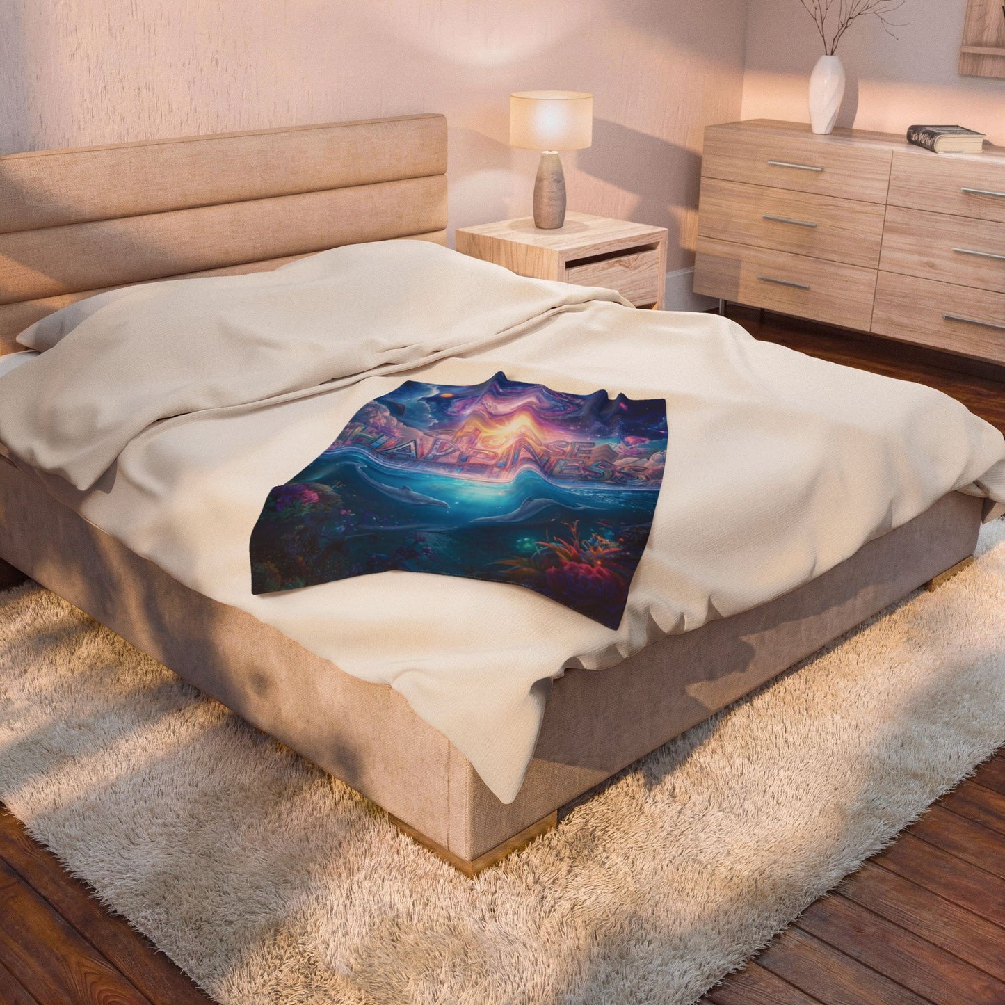 Choose Happiness Velveteen Plush Blanket Throw