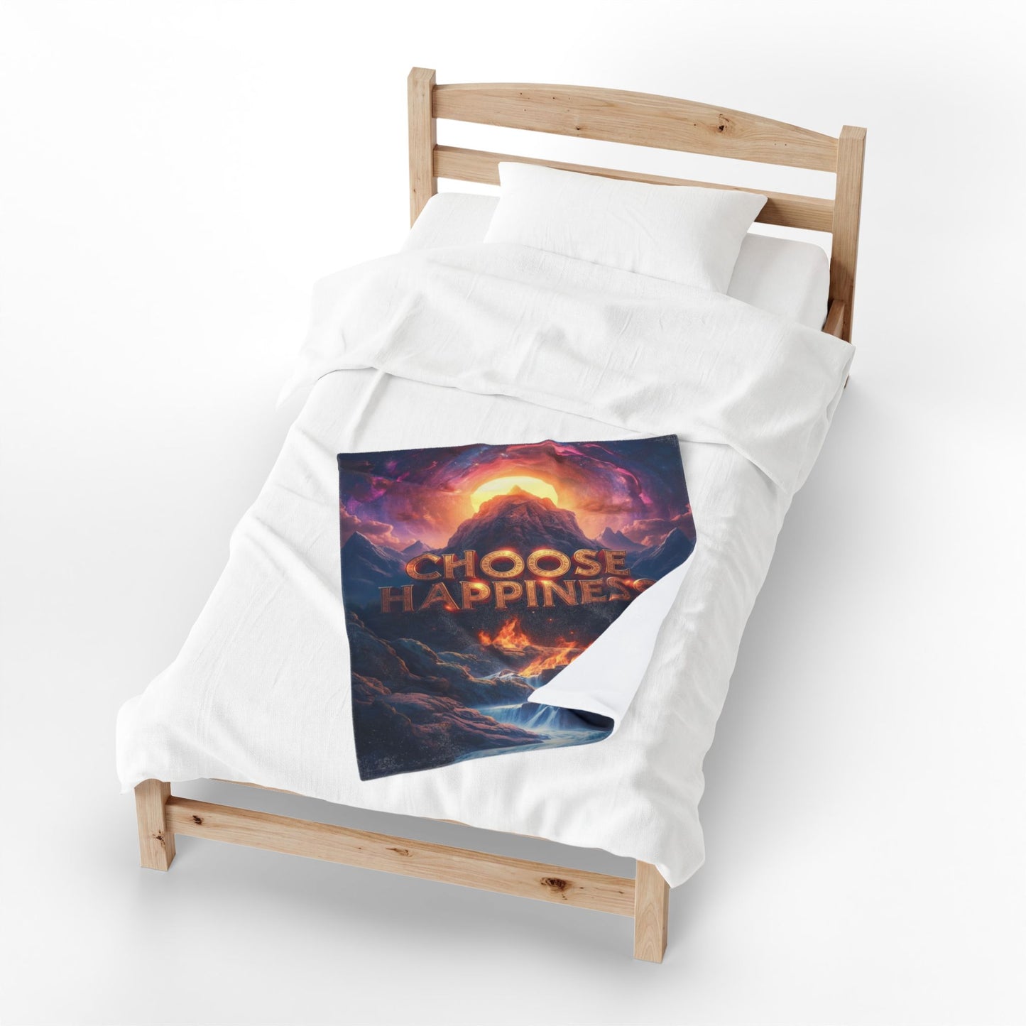 Choose Happiness Velveteen Plush Blanket Cozy Throw