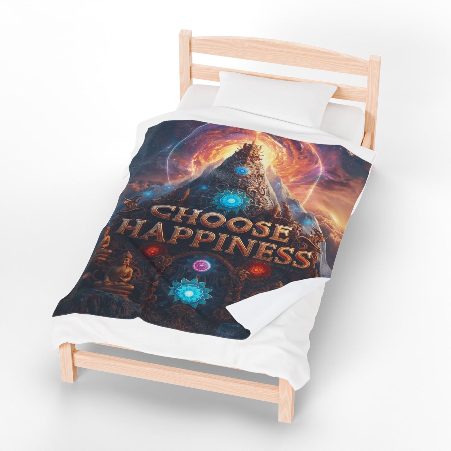 Choose Happiness Velveteen Plush Blanket