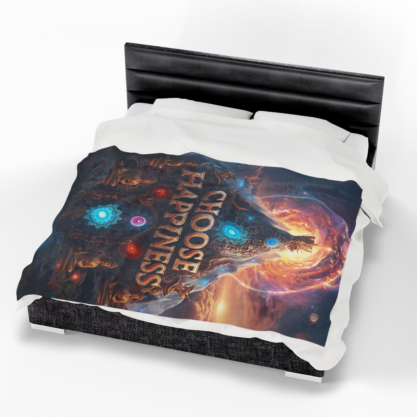 Choose Happiness Velveteen Plush Blanket