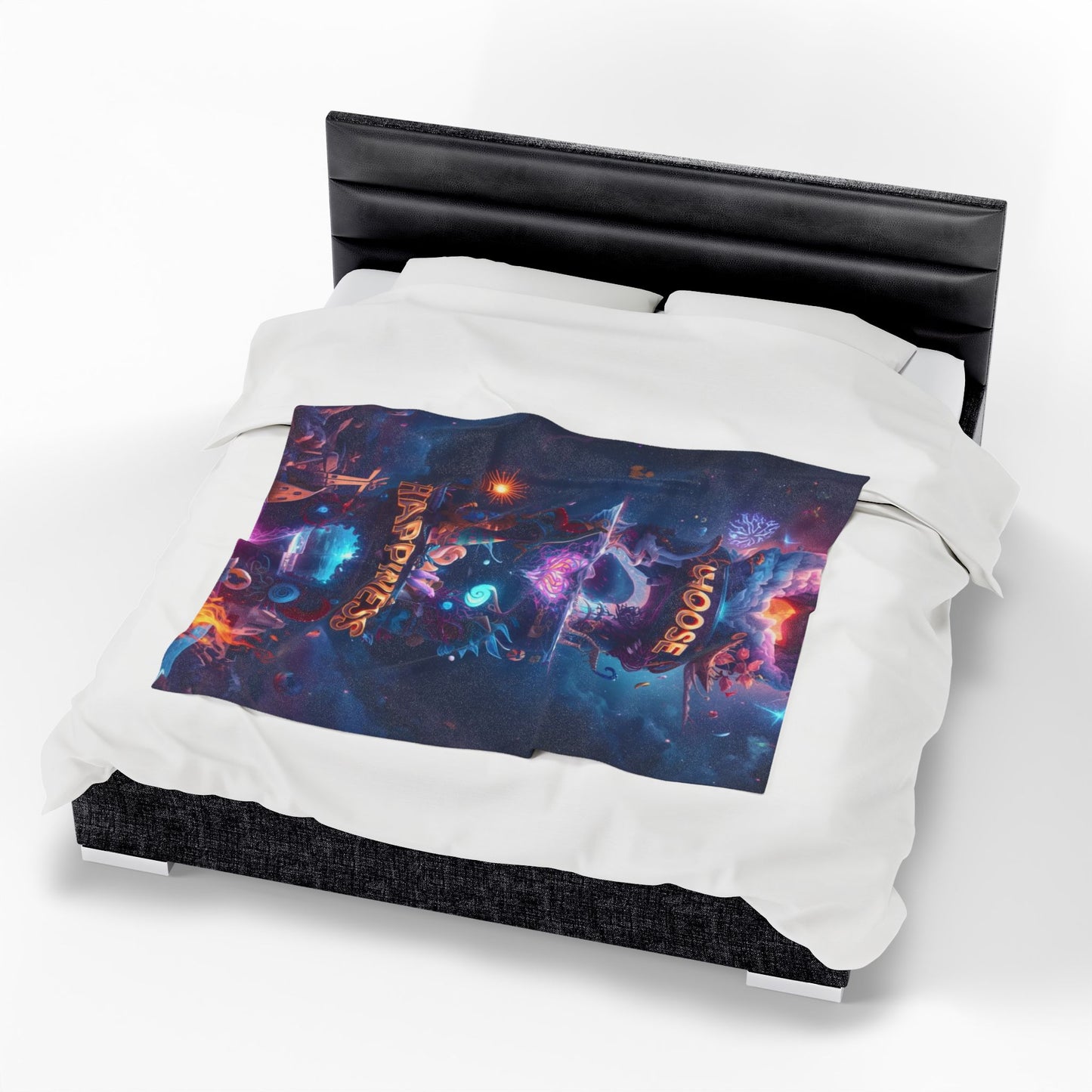 Choose Happiness Velveteen Plush Blanket