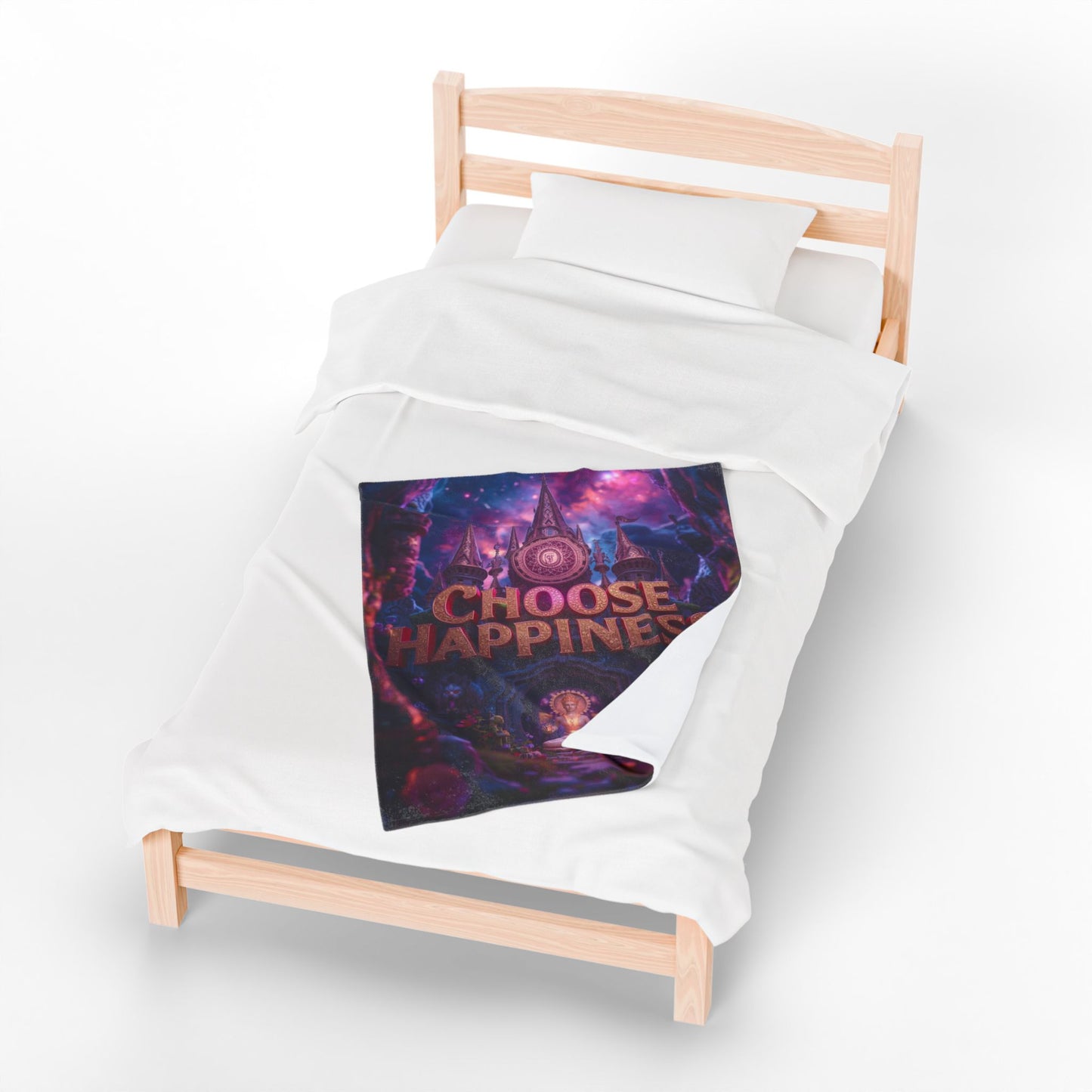 Choose Happiness Velveteen Plush Blanket