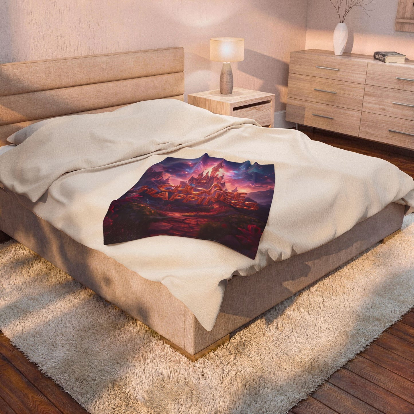 Choose Happiness Velveteen Plush Blanket Cozy Throw