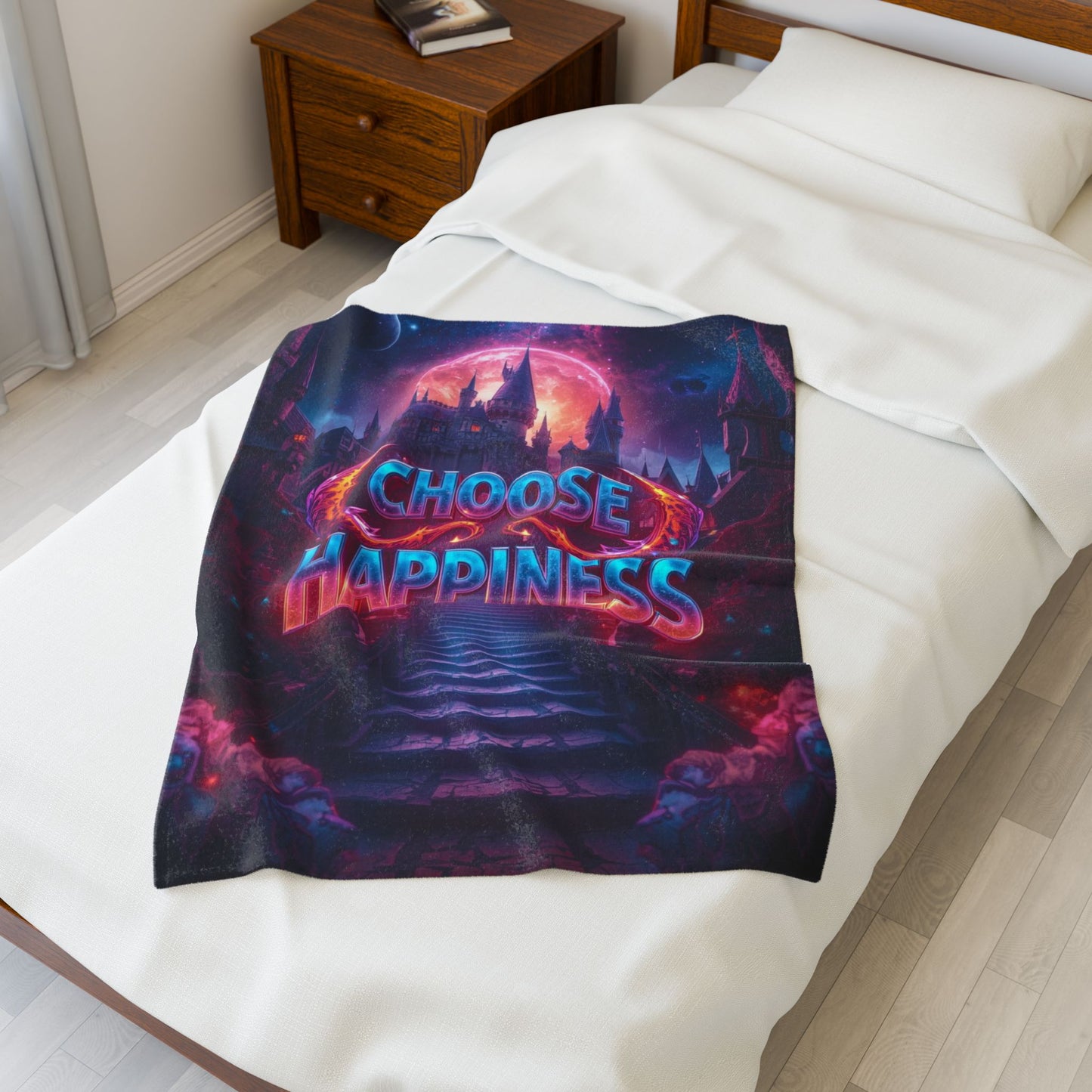 Choose Happiness Velveteen Plush Blanket