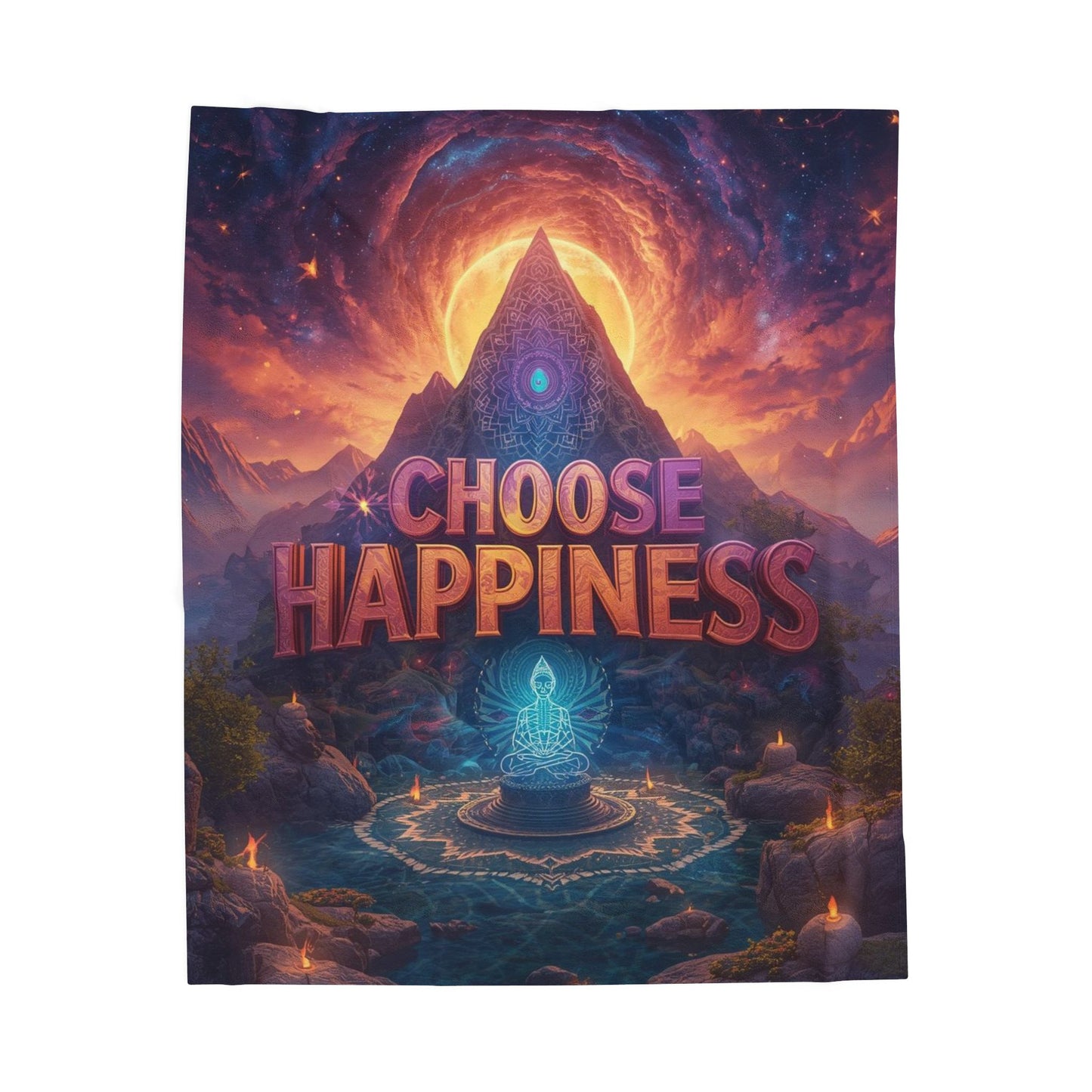 Choose Happiness Velveteen Plush Blanket Throw