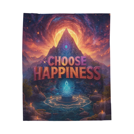 Choose Happiness Velveteen Plush Blanket Throw