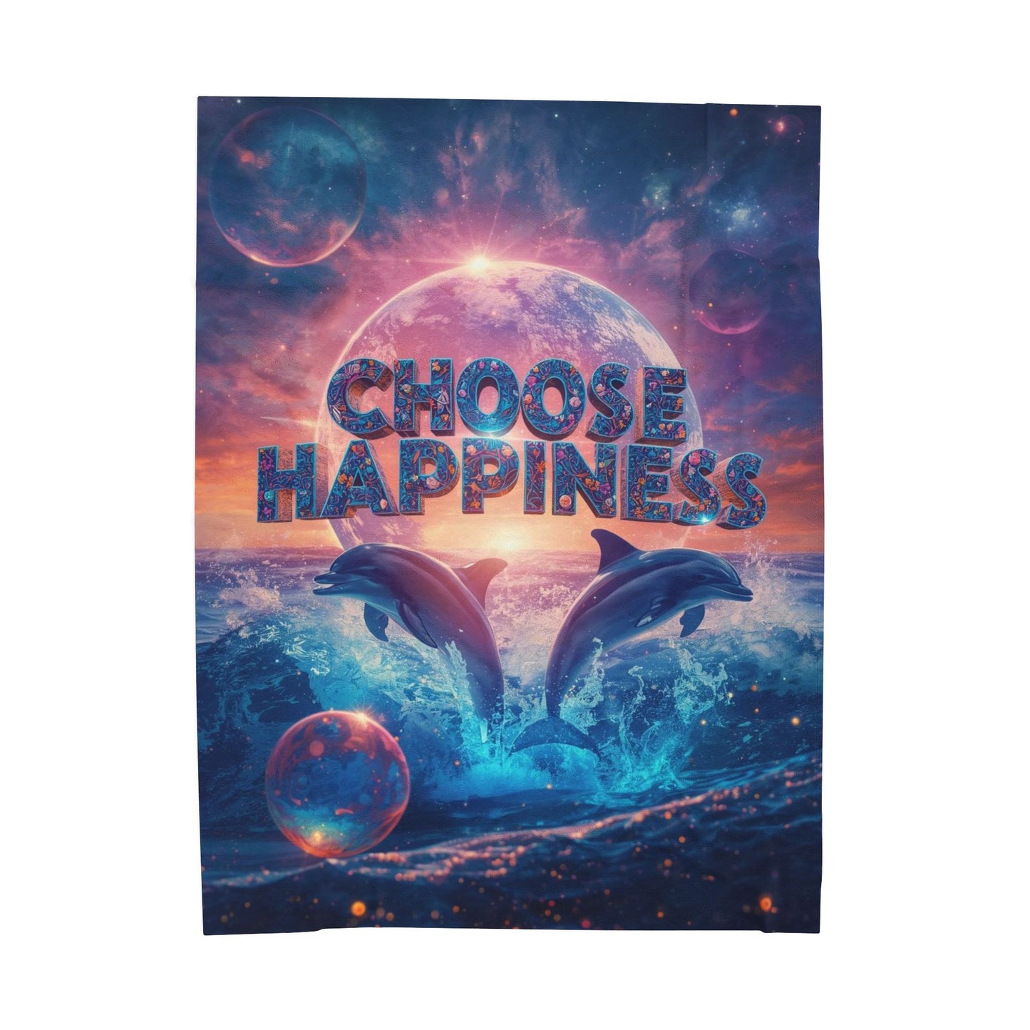 Choose Happiness Velveteen Plush Blanket Cozy Throw