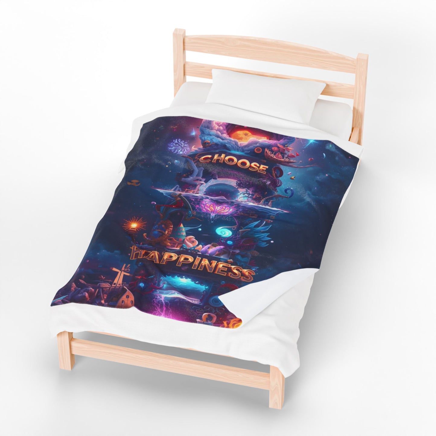Choose Happiness Velveteen Plush Blanket