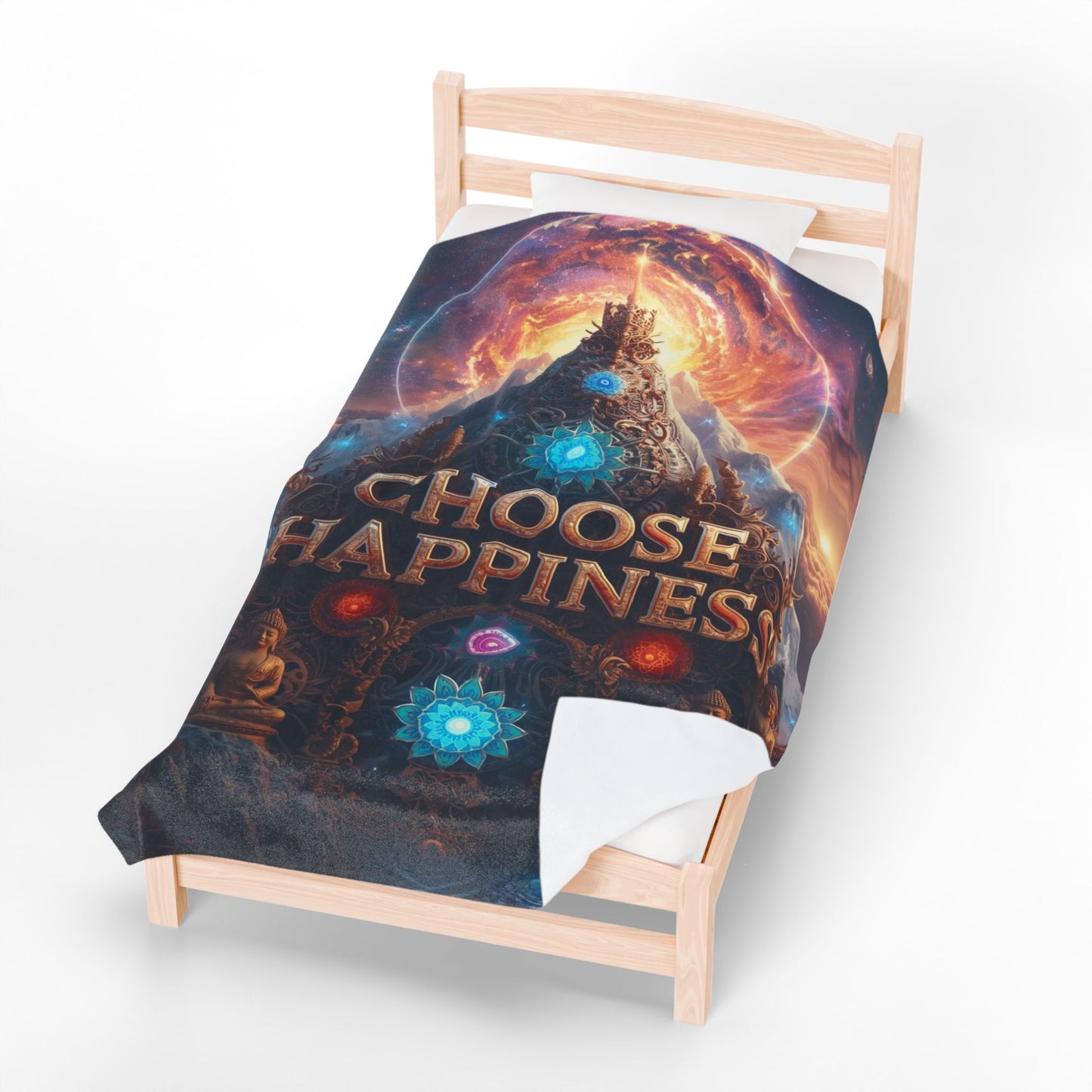 Choose Happiness Velveteen Plush Blanket