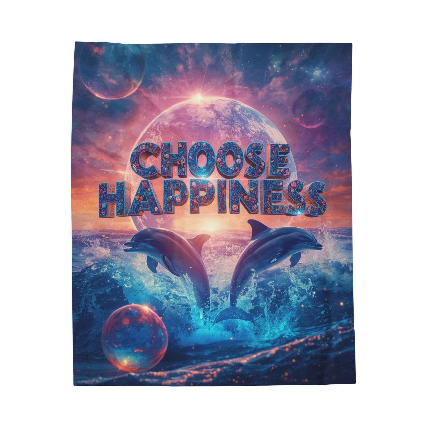 Choose Happiness Velveteen Plush Blanket Cozy Throw