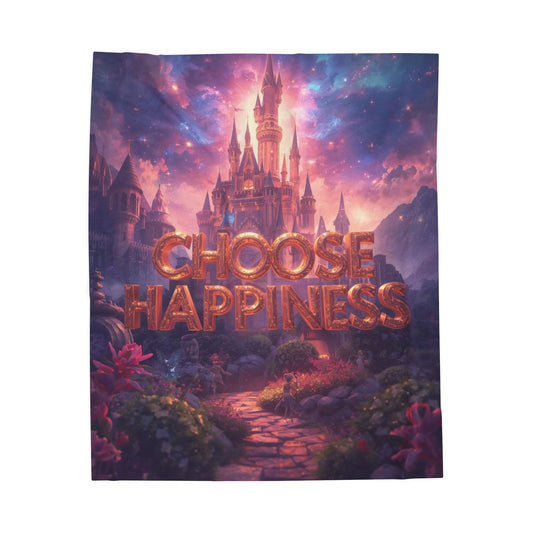 Choose Happiness Velveteen Plush Blanket Cozy Throw