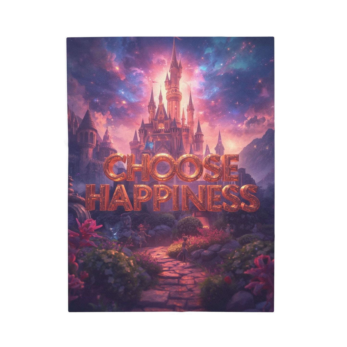Choose Happiness Velveteen Plush Blanket Cozy Throw