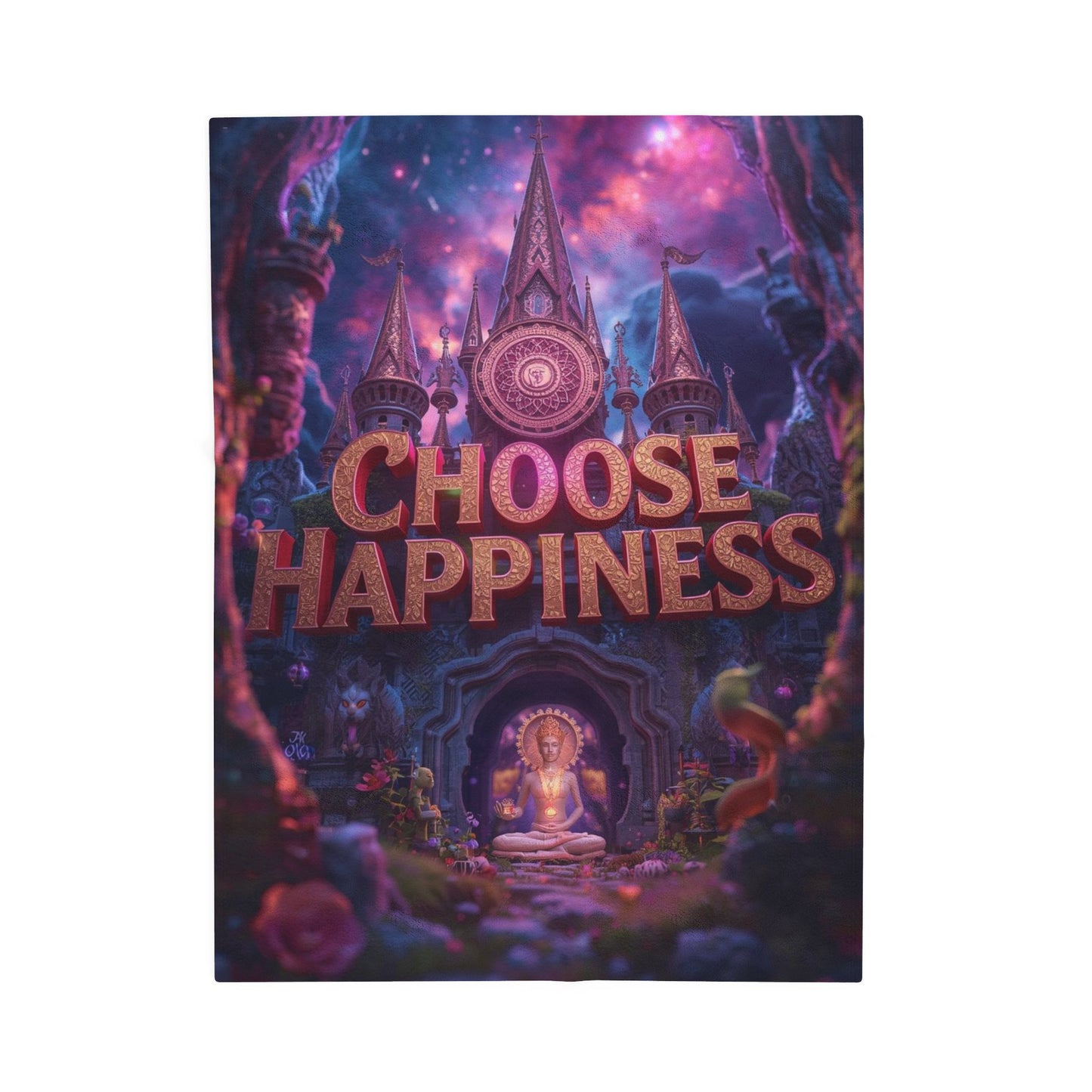 Choose Happiness Velveteen Plush Blanket