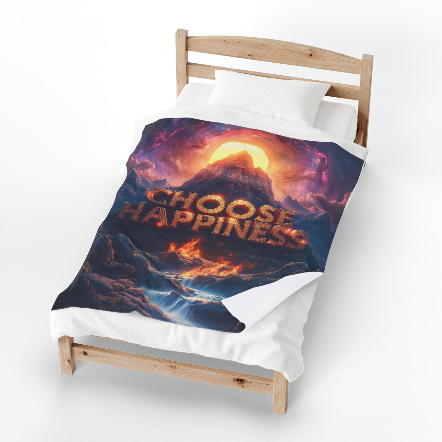 Choose Happiness Velveteen Plush Blanket Cozy Throw