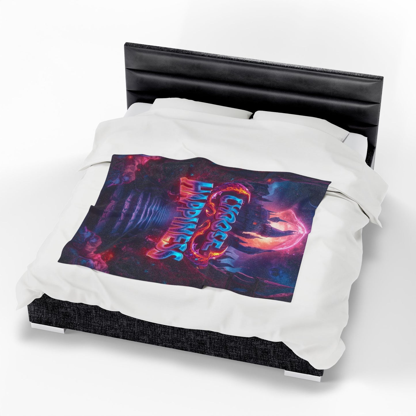 Choose Happiness Velveteen Plush Blanket