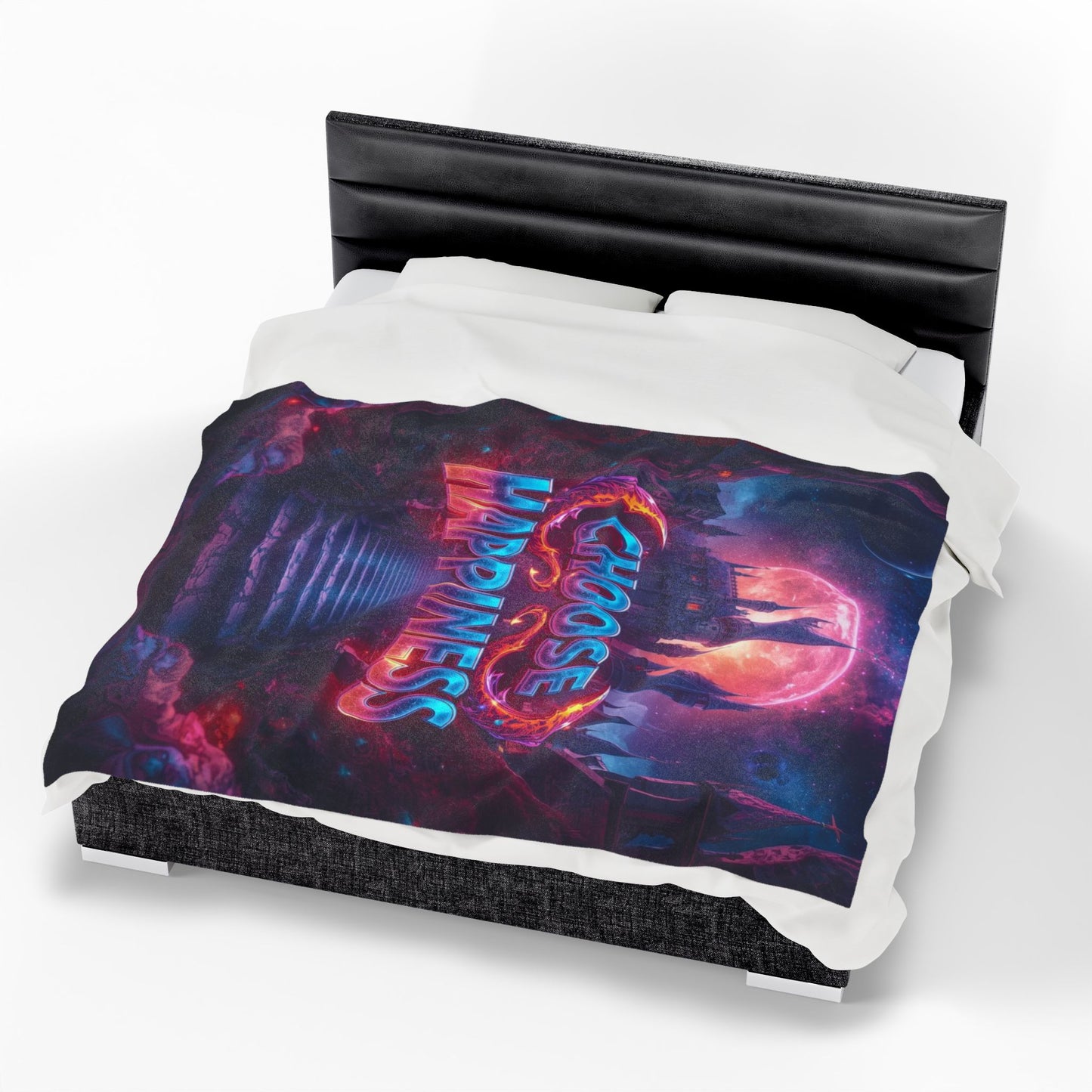 Choose Happiness Velveteen Plush Blanket