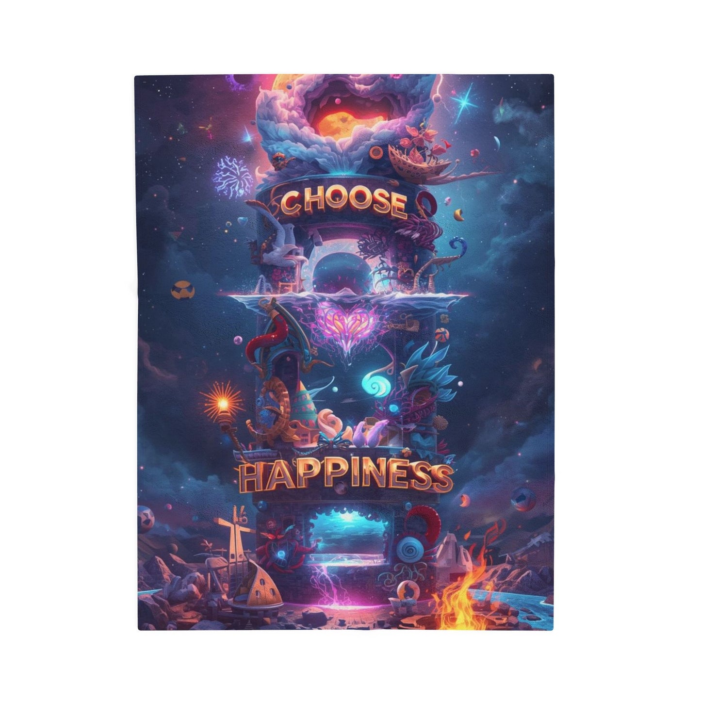 Choose Happiness Velveteen Plush Blanket