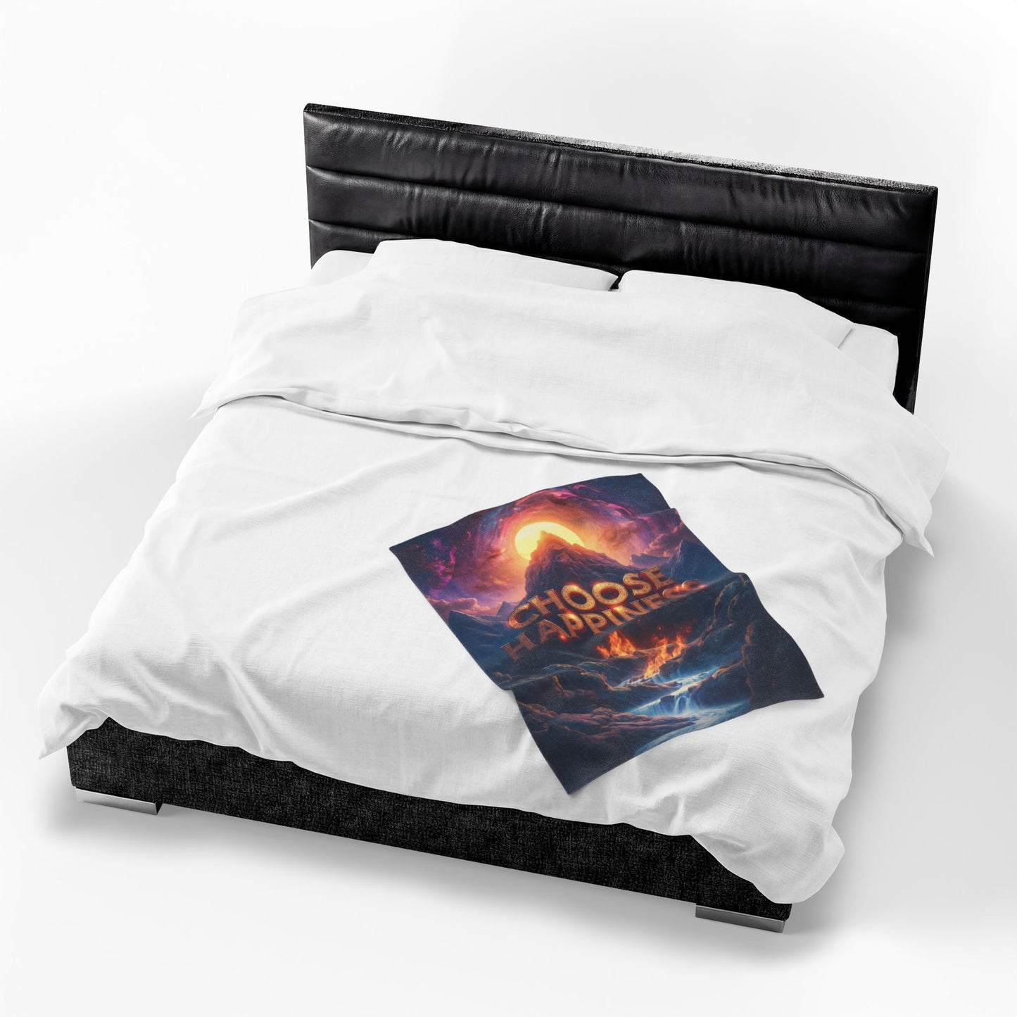 Choose Happiness Velveteen Plush Blanket Cozy Throw