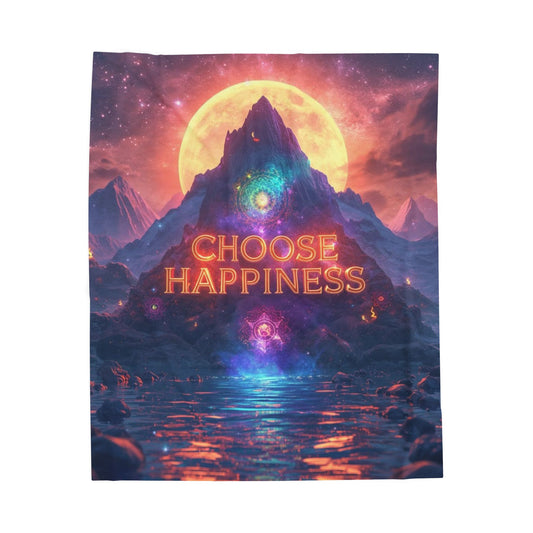Choose Happiness Velveteen Plush Blanket Throw