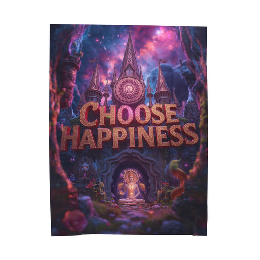 Choose Happiness Velveteen Plush Blanket