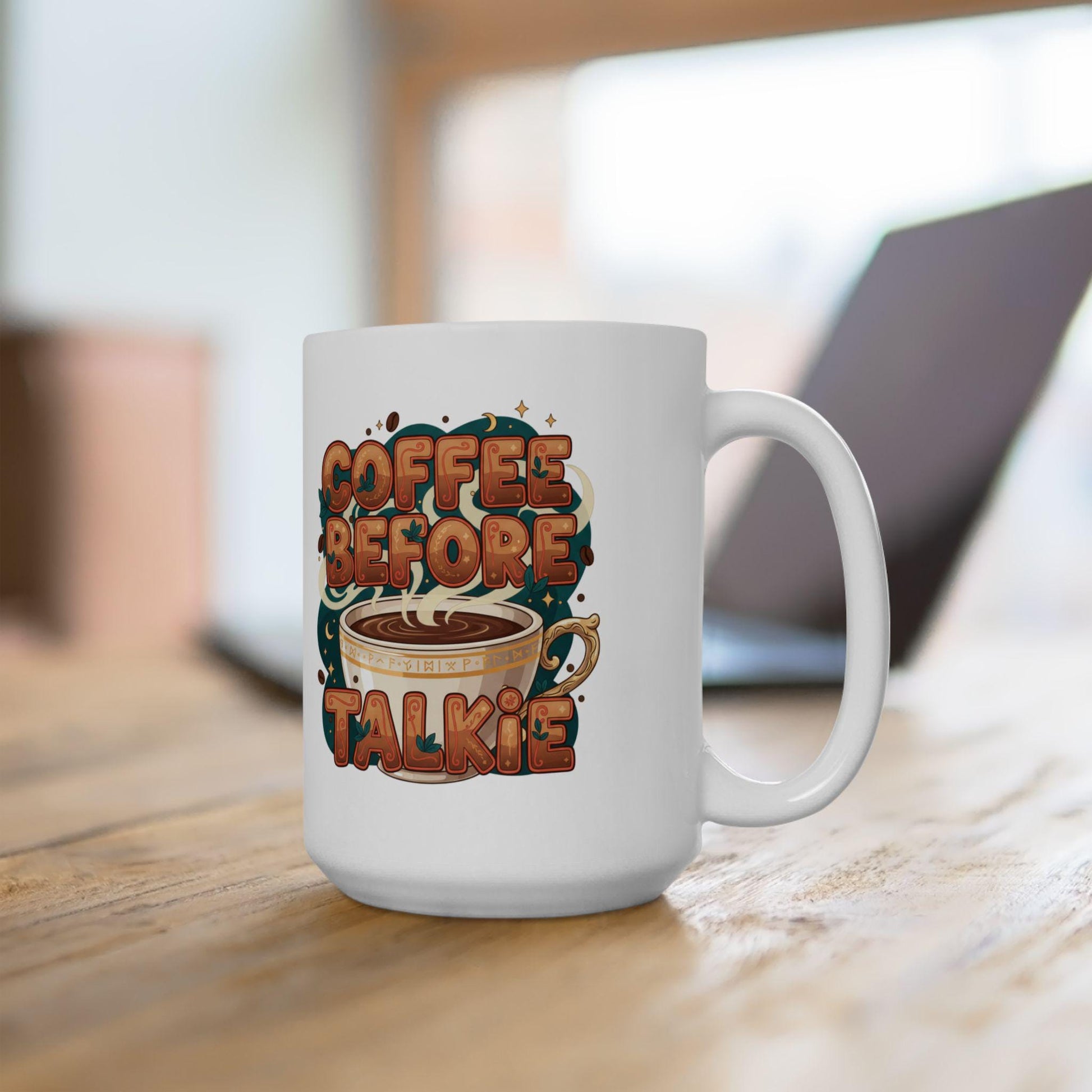 Coffee Before Talkie Mug | Illustrated Coffee Cup Typography