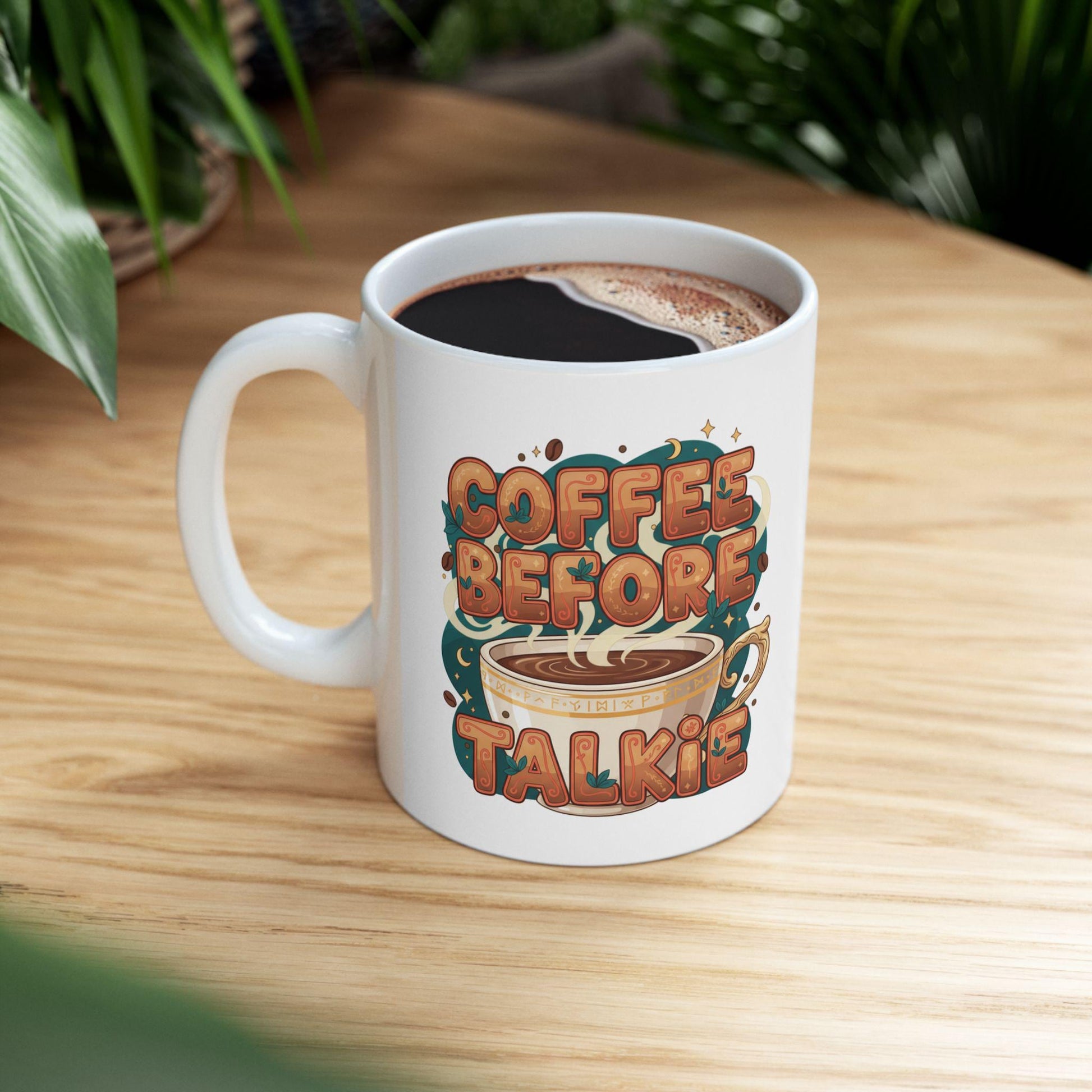 Coffee Before Talkie Mug | Illustrated Coffee Cup Typography