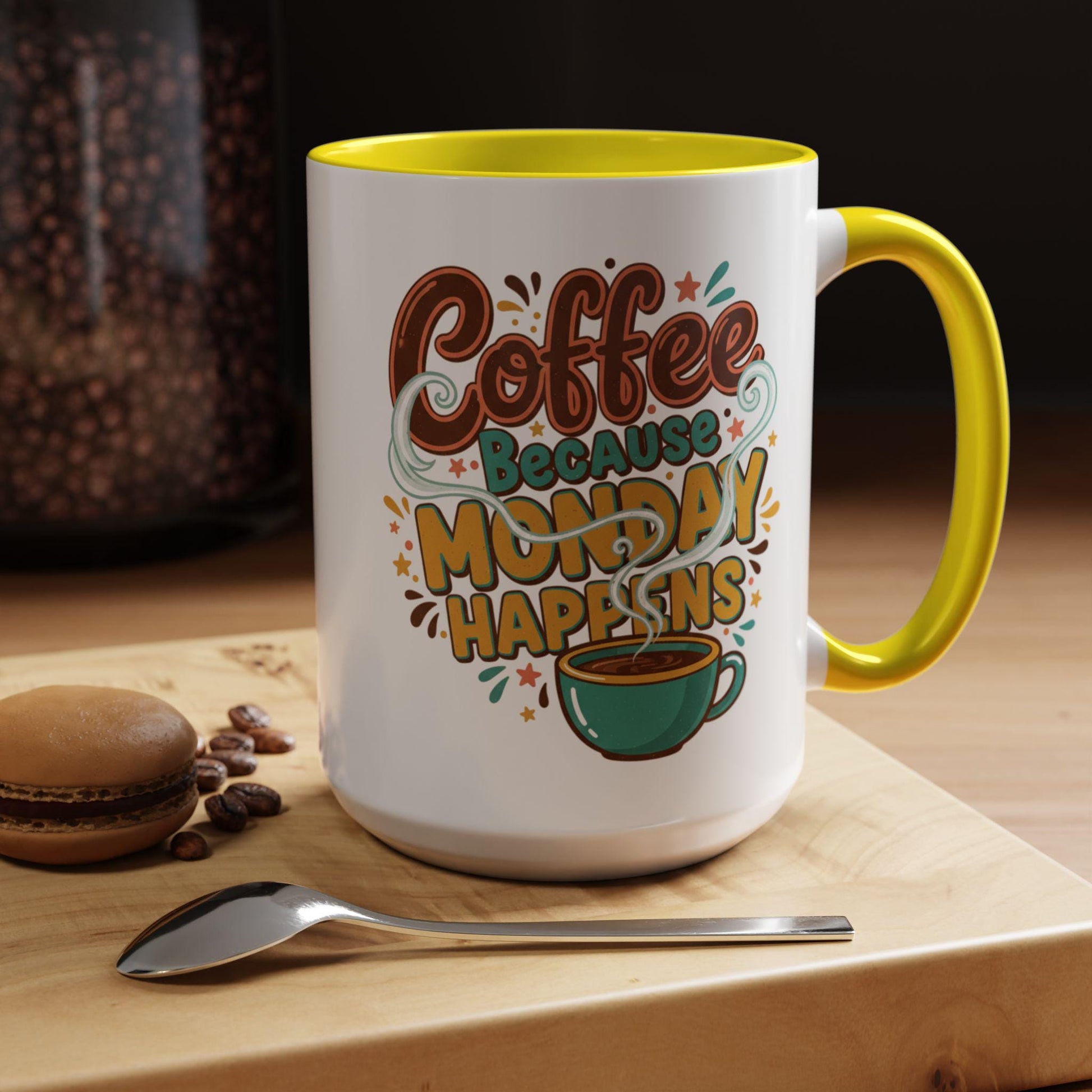 Coffee Because Monday Happens Mug | Accent Coffee Mug