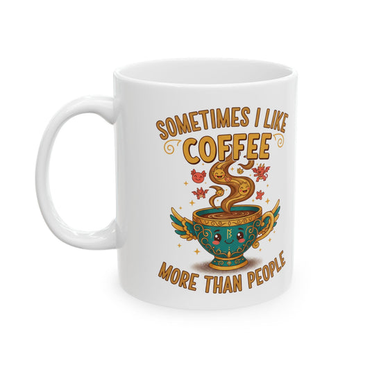 Something Like Coffee But Cooler mug | Illustrated coffee cup design