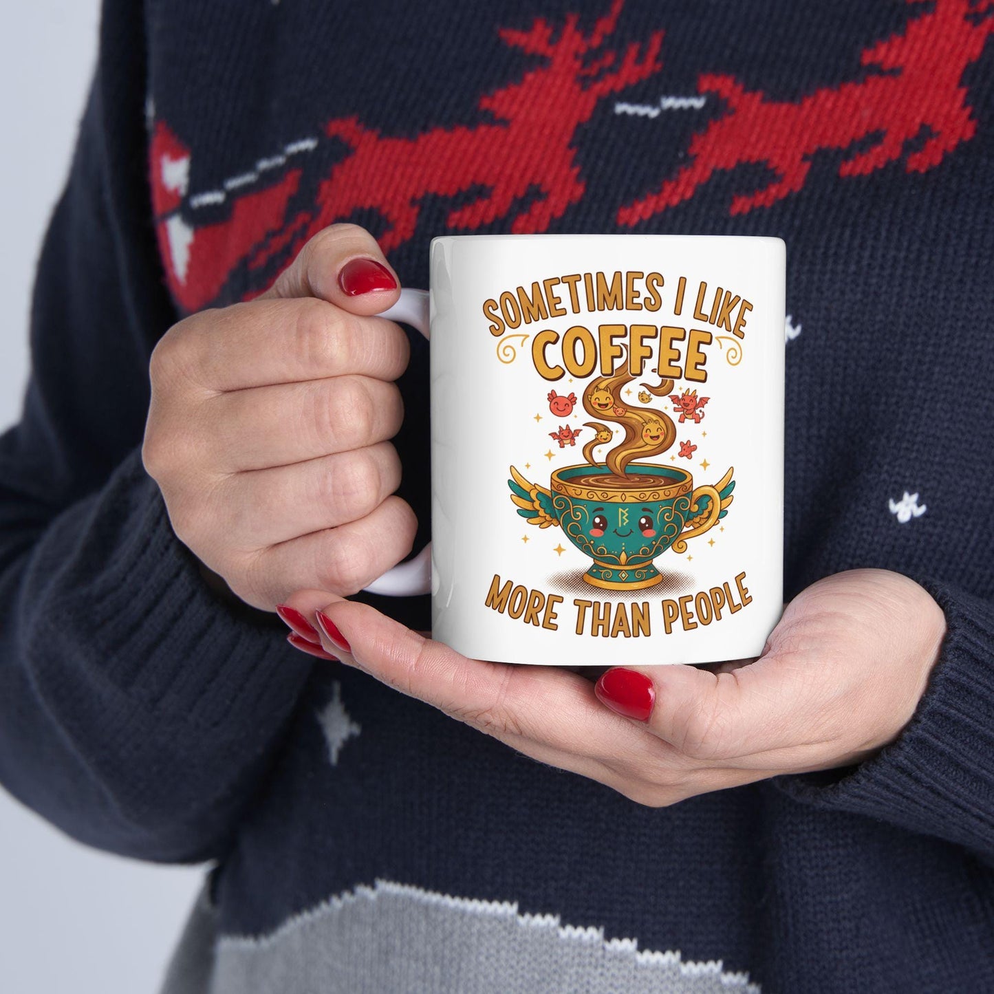 Something Like Coffee But Cooler mug | Illustrated coffee cup design