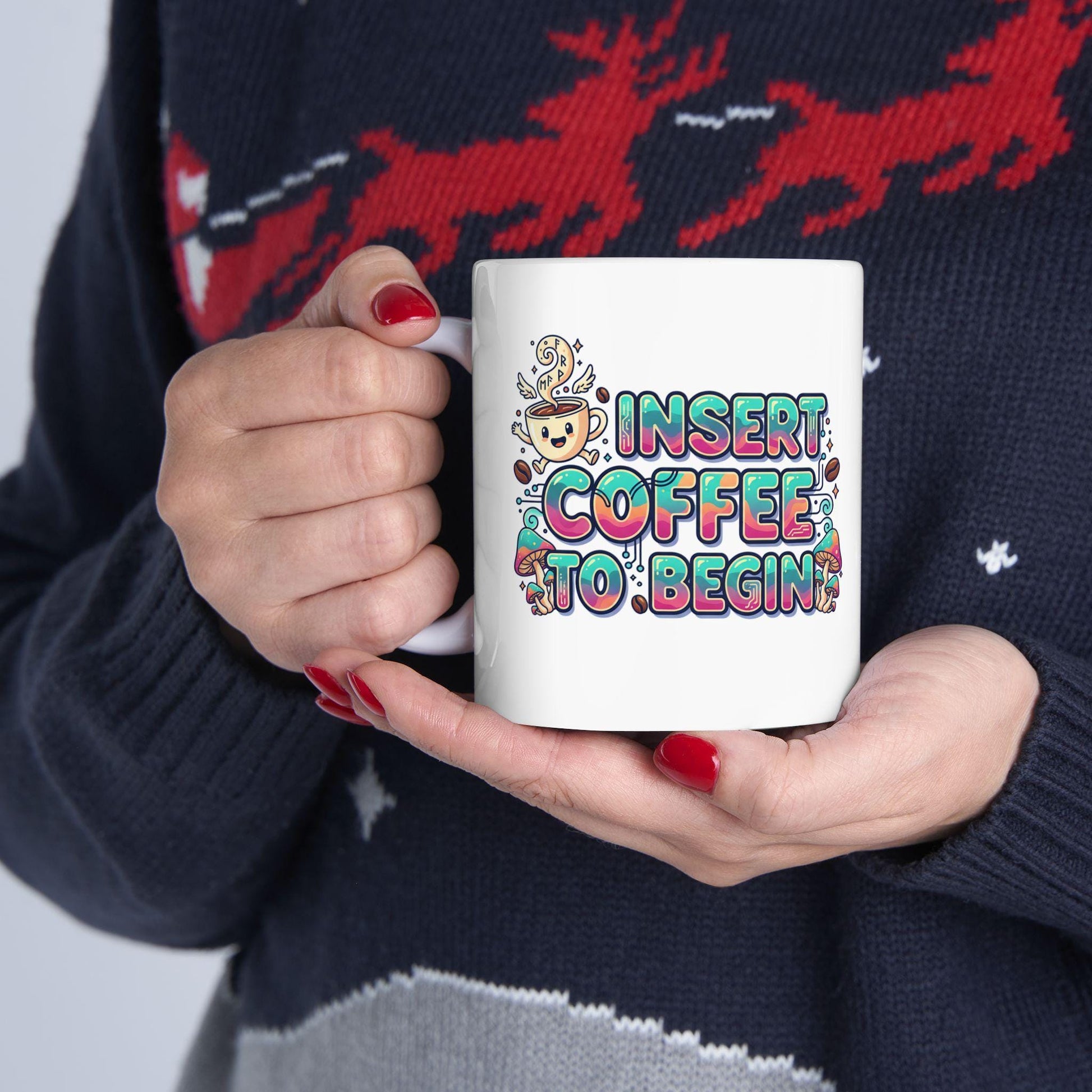 I Need Coffee Coffee Mug | Cute Doodle Coffee Cup, 11oz 15oz