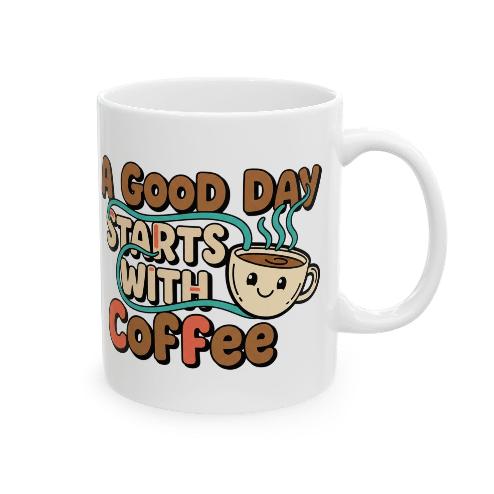 A Good Day Starts With Coffee Mug | Cute Retro Coffee Cup Illustration