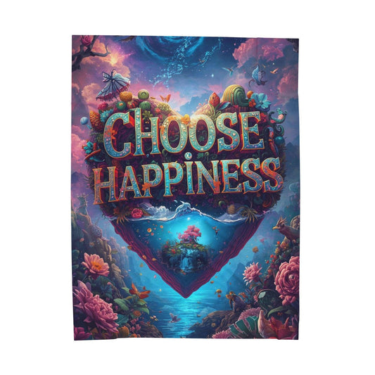 Choose Happiness Velveteen Blanket | Inspirational Heart Artwork