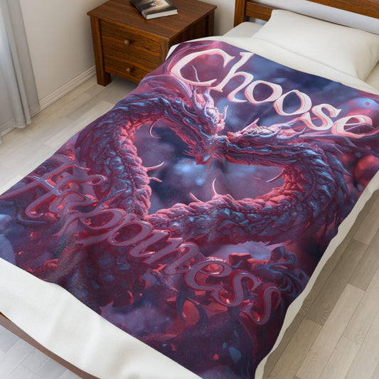 Choose Happiness dragon heart Velveteen Plush Blanket | inspirational quote throw