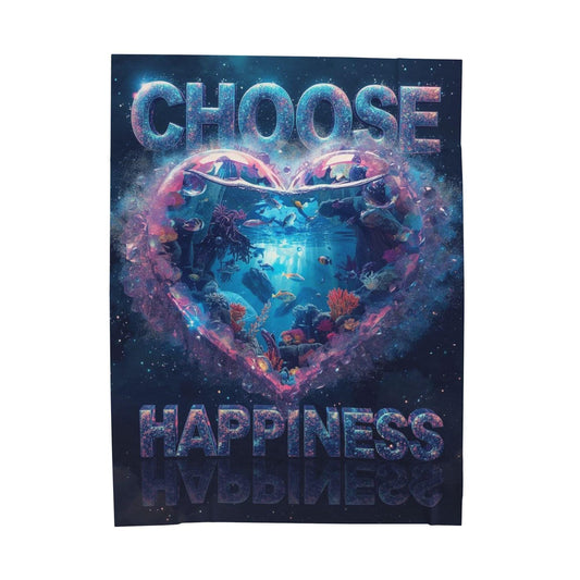 Choose Happiness Velveteen Plush Blanket | Super Soft Cozy Throw