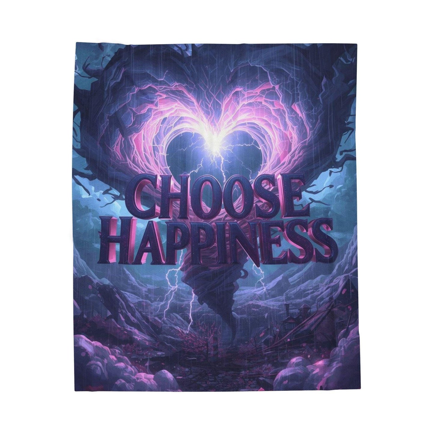 Choose Happiness Velveteen Plush Blanket | Inspirational Quote Throw