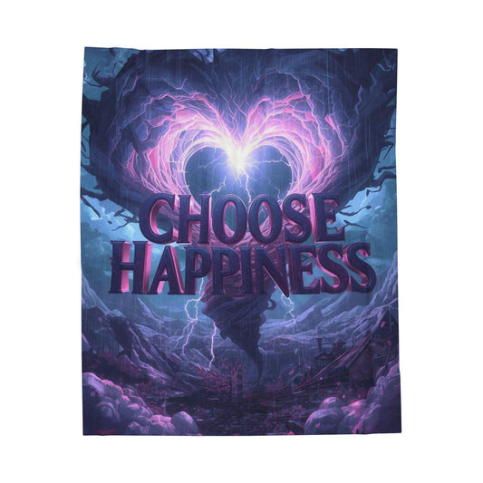 Choose Happiness Velveteen Plush Blanket | Inspirational Quote Throw