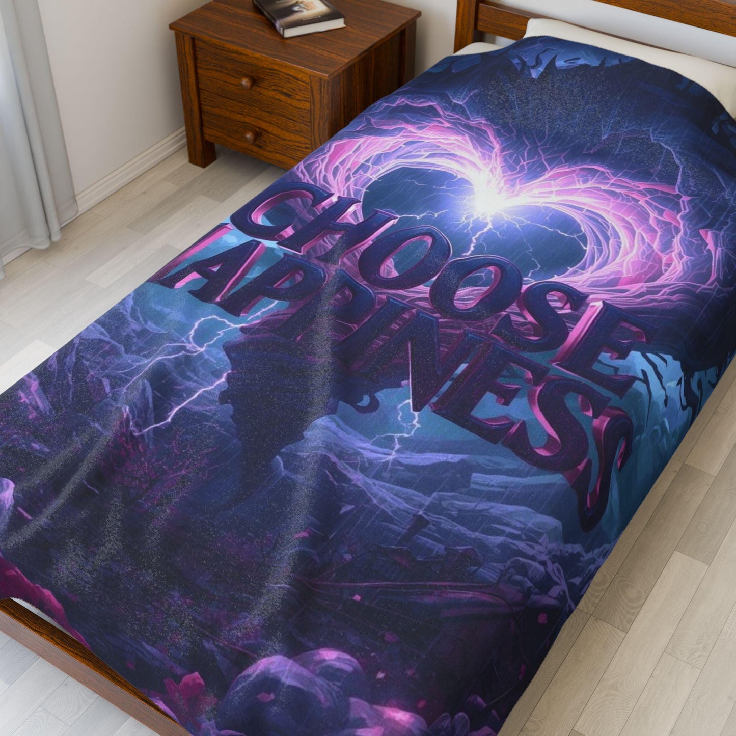 Choose Happiness Velveteen Plush Blanket | Inspirational Quote Throw