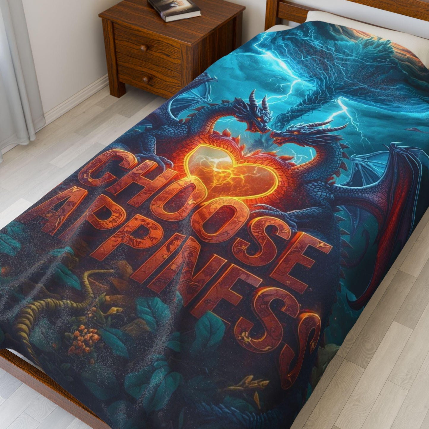 Choose Happiness Velveteen Plush Blanket | Positive Quote Throw