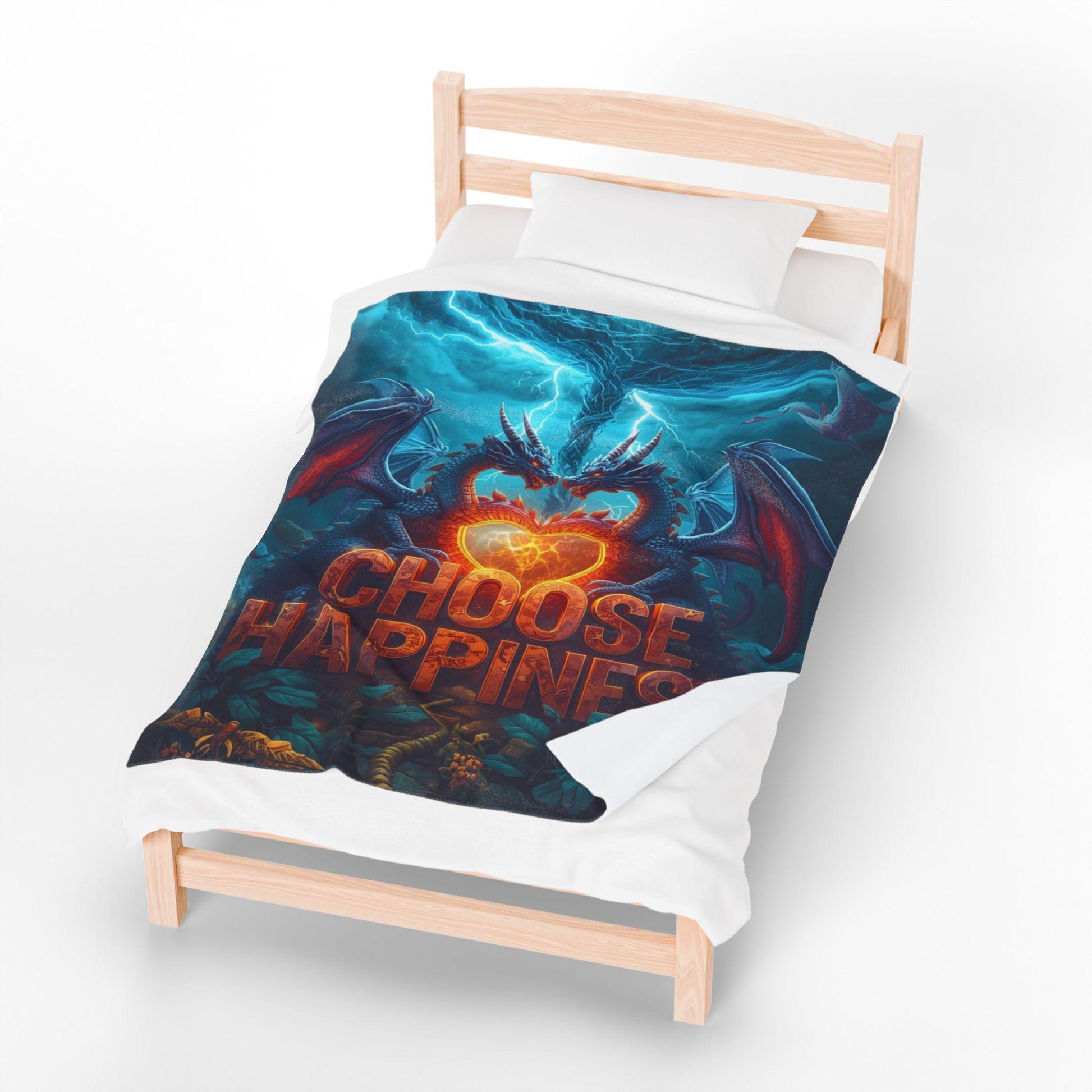 Choose Happiness Velveteen Plush Blanket | Positive Quote Throw