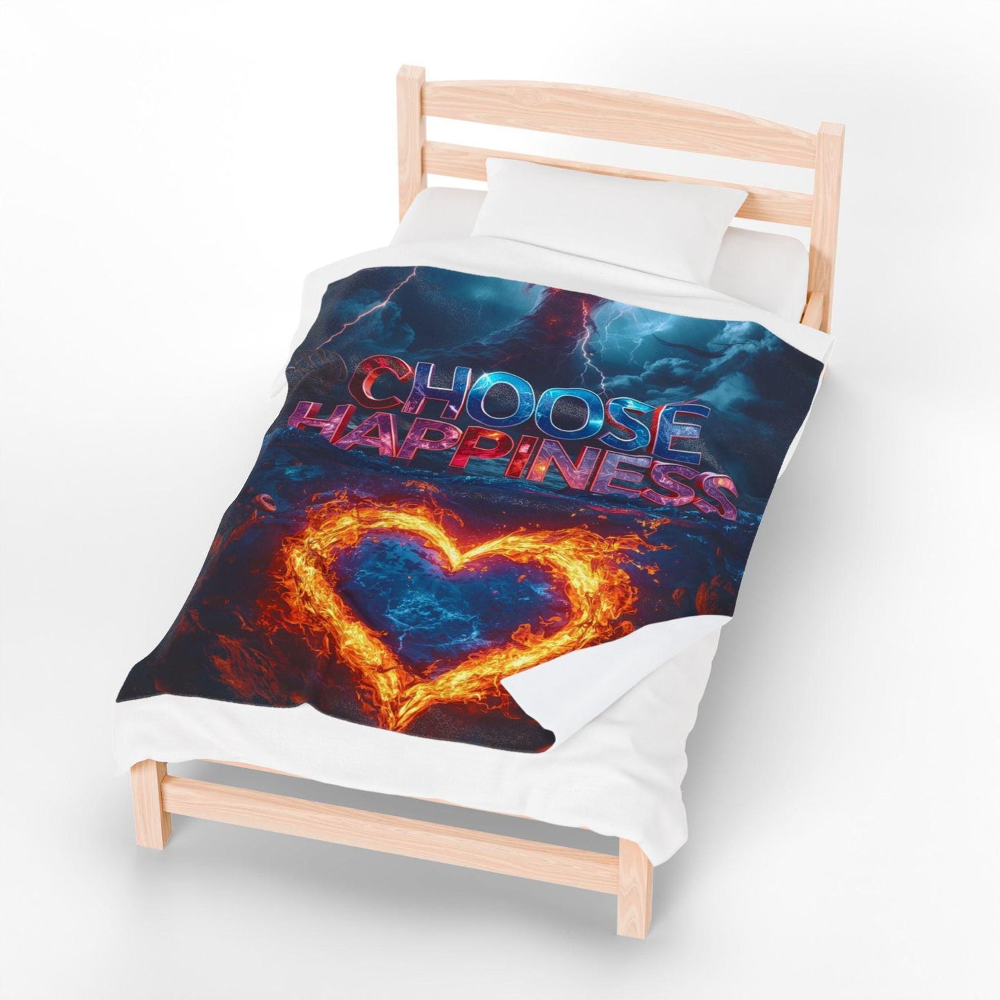 choose happiness Velveteen Plush Blanket