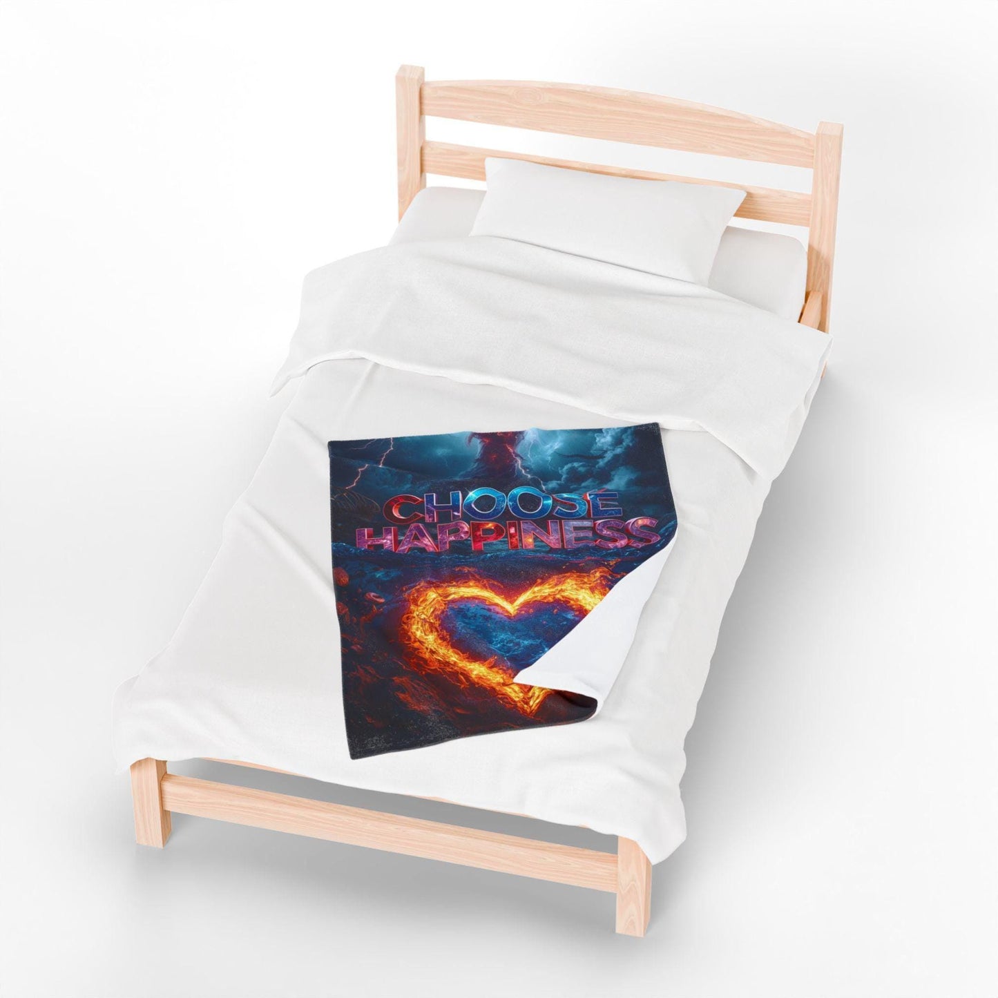 choose happiness Velveteen Plush Blanket